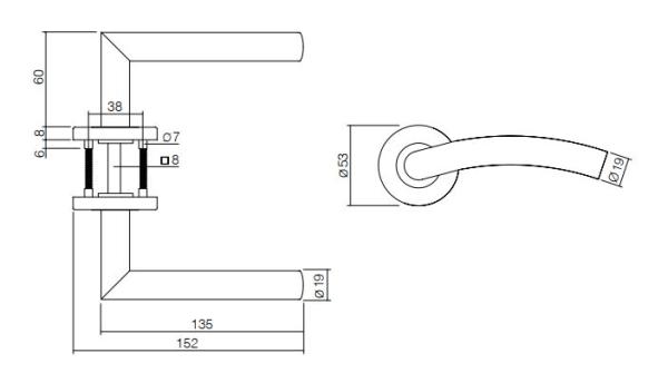 ProGriff TD-Lisa 90° auf Rosette– Edelstahl